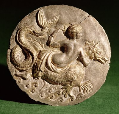 Nereid on Ketos, from the lid of a pyxis found at Canosa di Puglia by Roman